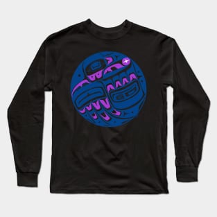 Raven Steals the Sun, teal and purple Long Sleeve T-Shirt